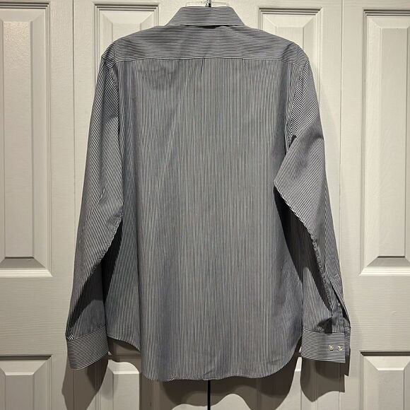DKNY Men’s Blue and White Striped‎ Long Sleeve Button Down Shirt Size 16.5 - Picture 5 of 12